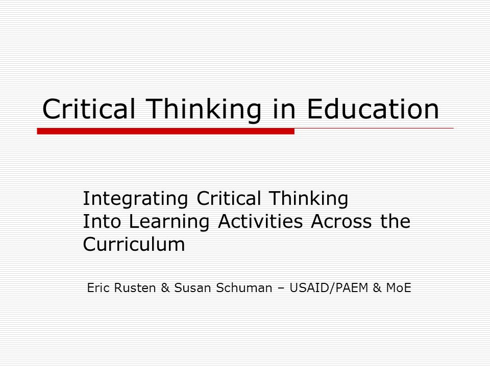 Importance of critical thinking